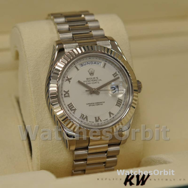 Replica Heren Rolex Day-Date-218239, 41mm, Witgoud, Ivory Romeinse cijfers Wijzerplaat