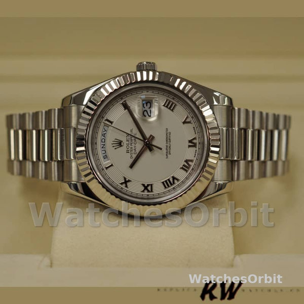 Replica Heren Rolex Day-Date-218239, 41mm, Witgoud, Ivory Romeinse cijfers Wijzerplaat