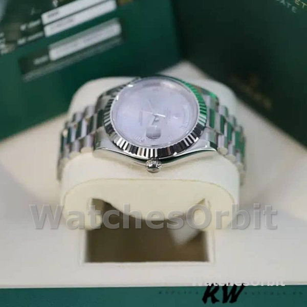 Replica Heren Rolex Day-Date-218239, 41mm, Witgoud, Zilveren Romeinse Cijfers Wijzerplaat
