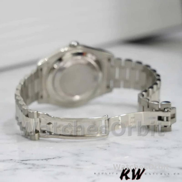 Replica Heren Rolex Day-Date-218239, 41mm, Witgoud, Zilveren Romeinse Cijfers Wijzerplaat