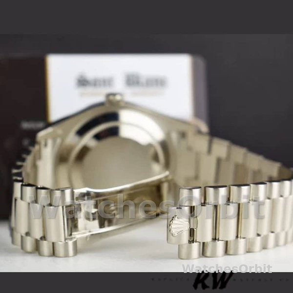 Replica Heren Rolex Day-Date-218239, 41mm, witgoud, wijzerplaat met witte Romeinse cijfers