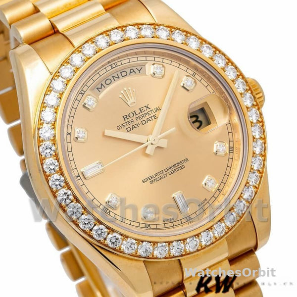 Replica Heren Rolex Day-Date-218348, 41mm, Wijzerplaat met Champagne-Ruiten