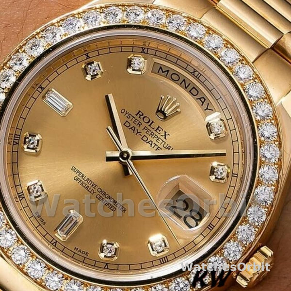 Replica Heren Rolex Day-Date-218348, 41mm, Wijzerplaat met Champagne-Ruiten