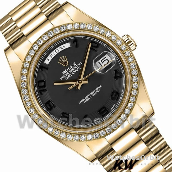 Replica Heren Rolex Day-Date-218348, 41 mm, zwarte wijzerplaat met concentrische cirkel