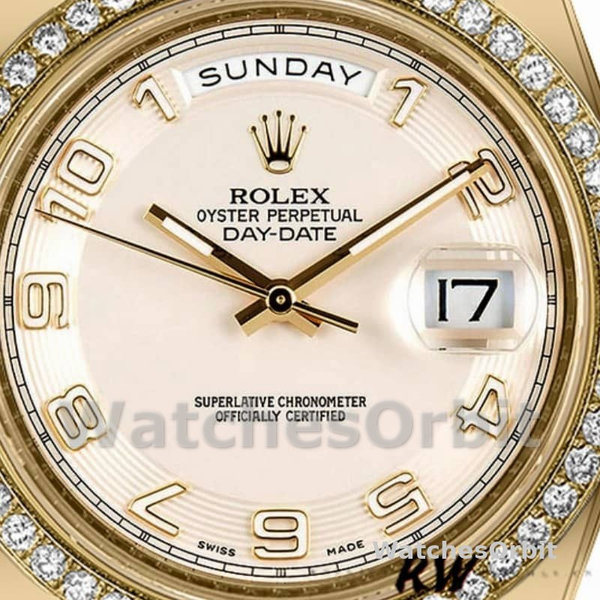 Replique Hommes - Rolex Day-Date-218348, 41mm, cercle concentrique, cadran ivoire, Hommes Ivoire
