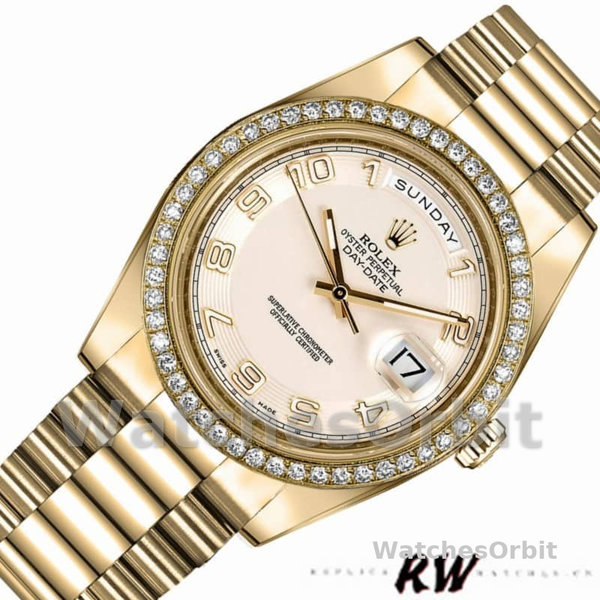 Replique Hommes - Rolex Day-Date-218348, 41mm, cercle concentrique, cadran ivoire, Hommes Ivoire