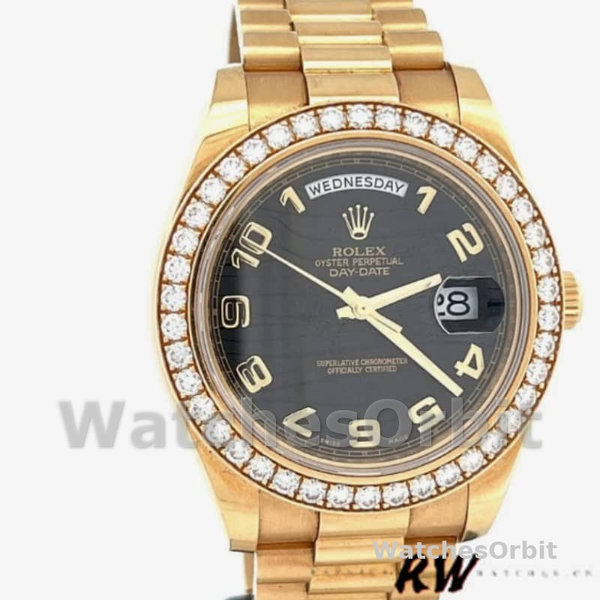 Replica Heren Rolex Day-Date-218348, 41mm, Golf zwarte wijzerplaat
