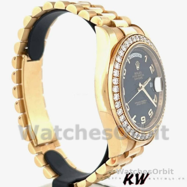 Replica Heren Rolex Day-Date-218348, 41mm, Golf zwarte wijzerplaat