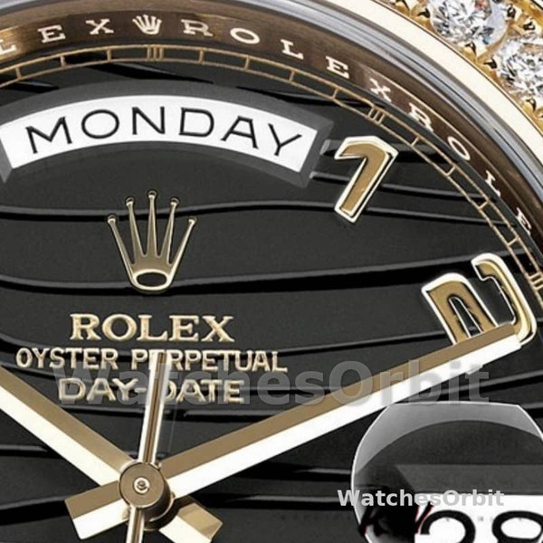 Replica Heren Rolex Day-Date-218348, 41mm, Golf zwarte wijzerplaat