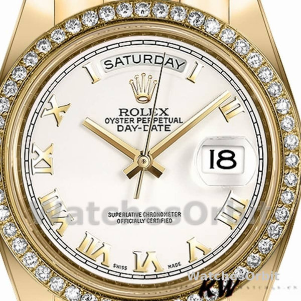 Replica Heren Rolex Day-Date-218348, 41mm, Romeinse wijzerplaat wit