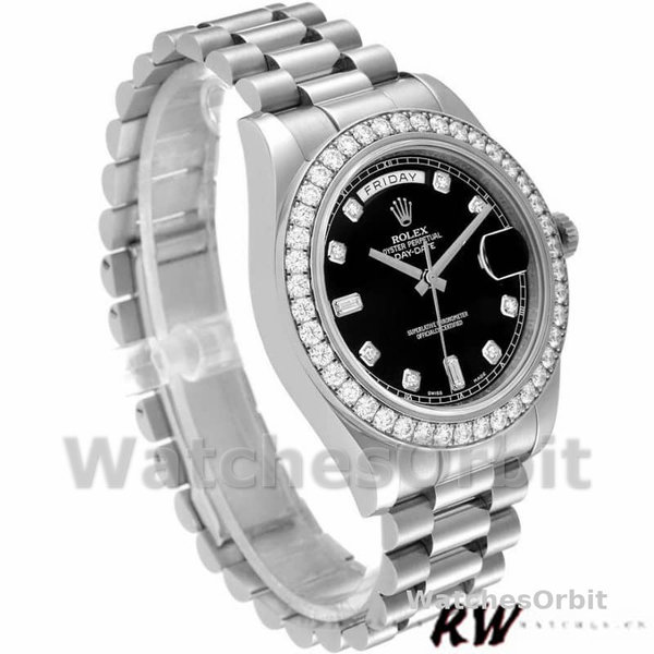 Replique Hommes - Rolex Day-Date-218349, 41mm, cadran diamant noir, Hommes Noir