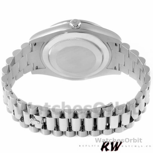 Replica Heren Rolex Day-Date-218349, 41 mm, zwarte diamanten wijzerplaat