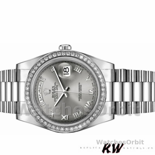 Replique Hommes - Rolex Day-Date-218349, 41mm, cadran gris rhodium, Hommes Gris