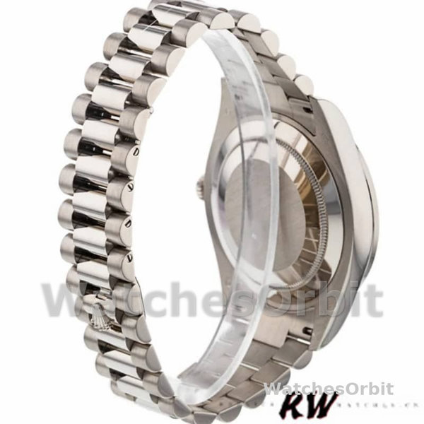 Replica Heren Rolex Day-Date-218349, 41mm, Zilveren diamanten wijzerplaat