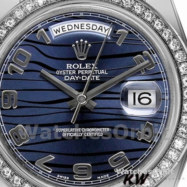 Replique Hommes - Rolex Day-Date-218349, 41mm, cadran bleu vague, Bleu vague Hommes