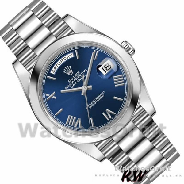 Replica Heren Rolex Day-Date-228206, 40mm, Blauwe Romeinse Cijfer Wijzerplaat, Platina