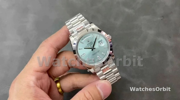 Replica Heren Rolex Day-Date-228206, 40mm, Platina, Ijsblauwe Wijzerplaat