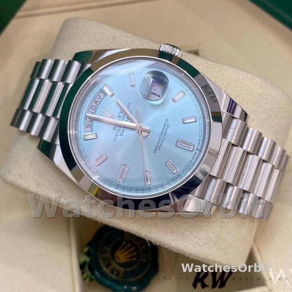 Replica Heren Rolex Day-Date-228206, 40mm, Platina, Ijsblauwe Wijzerplaat