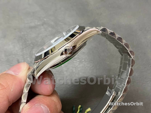Replica Heren Rolex Day-Date-228206, 40mm, Platina, Ijsblauwe Kwadrant Wijzerplaat