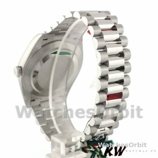 Replica Heren Rolex Day-Date-228206, 40mm, Zilveren Romeinse Cijfer Wijzerplaat, Platina