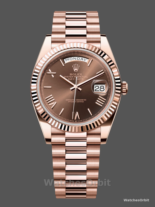 Rolex Day-Date 228235 Chocolate Brown Dial Fluted Bezel 40mm Mens Replica Watch