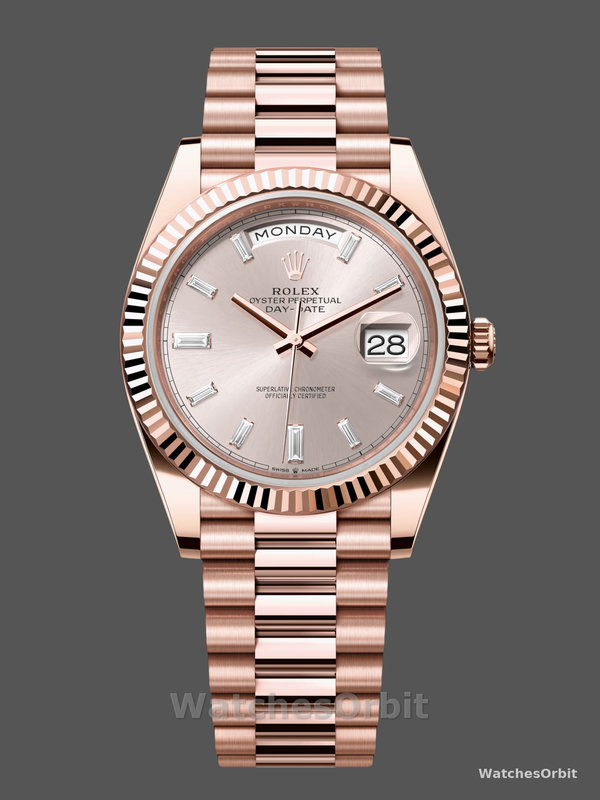 Rolex Day-Date 228235 Sundust Index Dial Fluted Bezel 40mm Mens Replica Watch