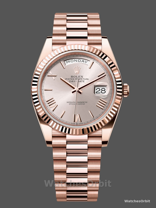 Rolex Day-Date 228235 Sundust Roman Numeral Dial Fluted Bezel 40mm Mens Replica Watch