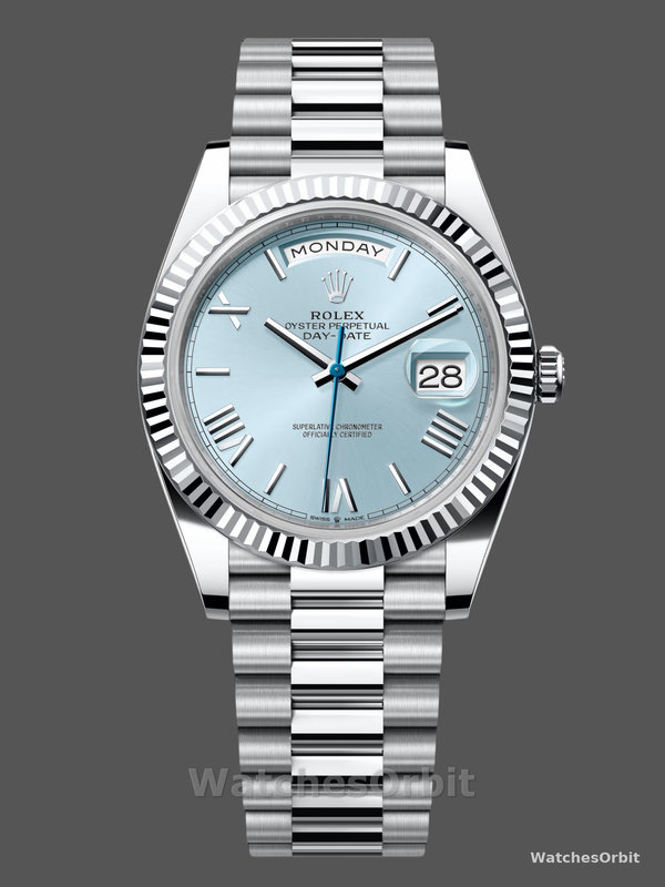 Rolex Day-Date 228236 0012 Fluted Bezel Ice Blue Dial 40MM Mens Replica Watch