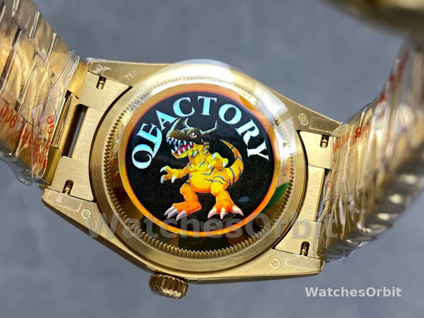 Replica Heren Rolex Day-Date-228238, 40mm, Romeinse wijzerplaat in champagne, geribbelde lunette