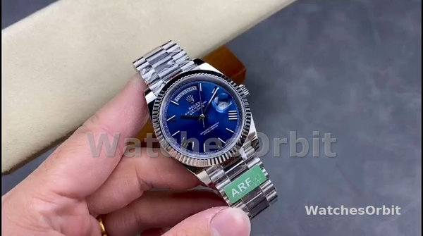 Men's Rolex Day-Date-228239, 40mm, Blue Roman Dial, Fluted Bezel, Men’s Blue
