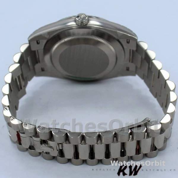Replica Heren Rolex Day-Date-228239, 40 mm, groene Romeinse wijzerplaat, geribbelde lunette