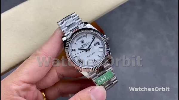 Men's Rolex Day-Date-228239, 40mm, White Roman Dial, Fluted Bezel, Men’s White