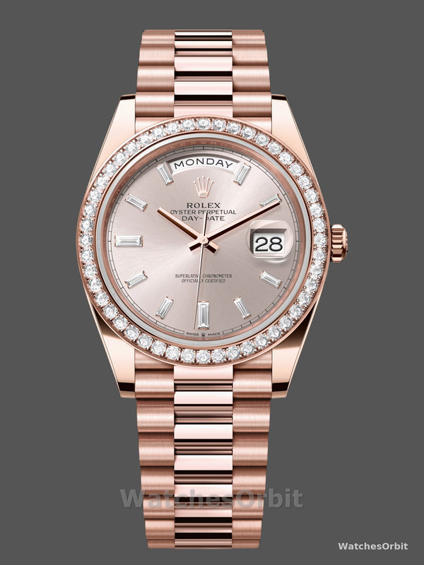 Rolex Day-Date 228345RBR 0007 Sundust Diamond Dial Diamond Bezel 40mm Mens Replica Watch
