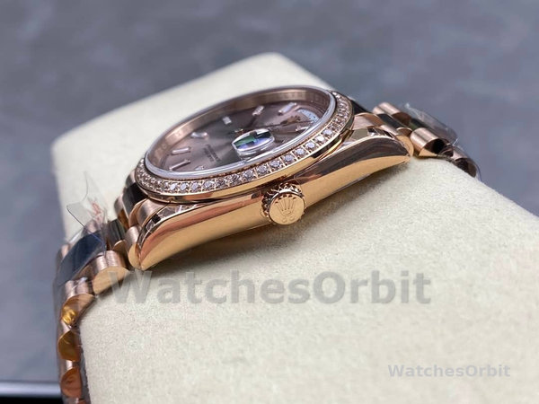 Replica Heren Rolex Day-Date-228345RBR 0007, 40mm, Sundust Diamanten wijzerplaat, Diamanten lunette