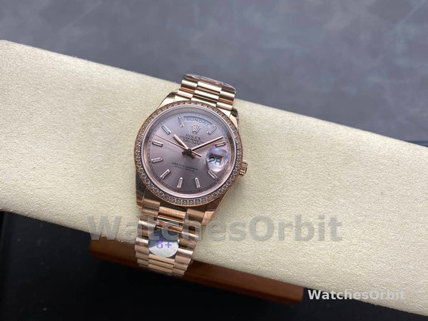 Replica Heren Rolex Day-Date-228345RBR 0007, 40mm, Sundust Diamanten wijzerplaat, Diamanten lunette