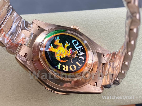 Replica Heren Rolex Day-Date-228345RBR, 40mm, Chocolade Bruin, Diamanten Wijzerplaat, Diamanten Bezel