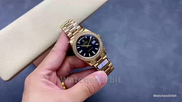 Men's Rolex Day‑Date-228348RBR 0043, 40mm, Black Diamond Dial, Diamond Bezel, Men’s Black