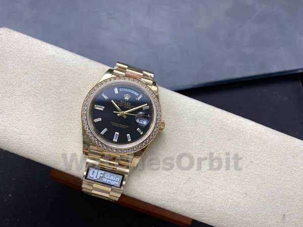 Replica Heren Rolex Day-Date-228348RBR 0043, 40mm, Zwarte Diamanten Wijzerplaat, Diamanten Ring, Heren Zwart