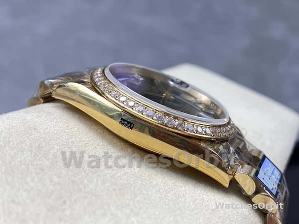 Replica Heren Rolex Day-Date-228348RBR 0043, 40mm, Zwarte Diamanten Wijzerplaat, Diamanten Ring, Heren Zwart