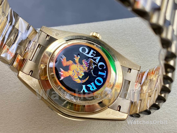 Replica Heren Rolex Day-Date-228348RBR, 40mm, Champagne, Diamanten wijzerplaat, Diamanten ring