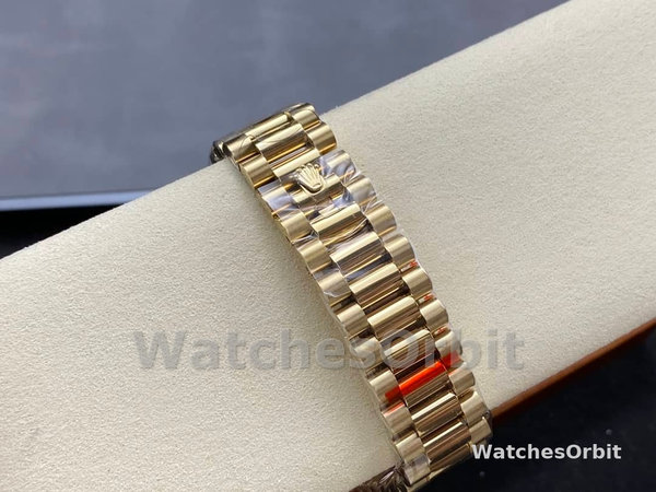Replica Heren Rolex Day-Date-228348RBR, 40mm, Champagne, Diamanten wijzerplaat, Diamanten ring