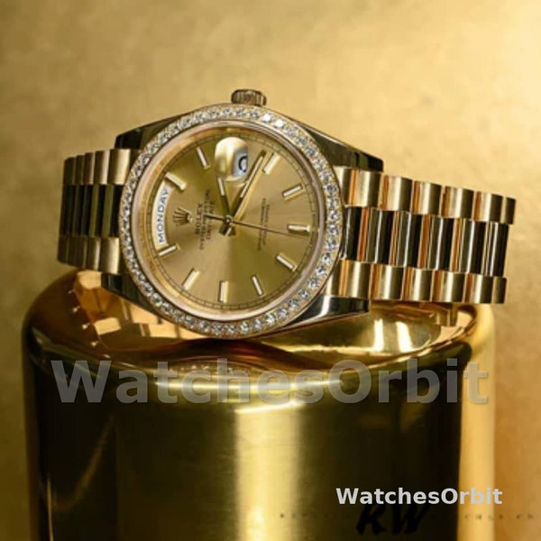 Replica Heren Rolex Day-Date-228348RBR, 40mm, Champagne Index Dial, Diamant Bezel