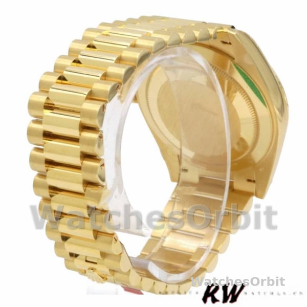 Replica Heren Rolex Day-Date-228348RBR, 40mm, Zilveren Diagonaal Motief Wijzerplaat, Diamanten Ring