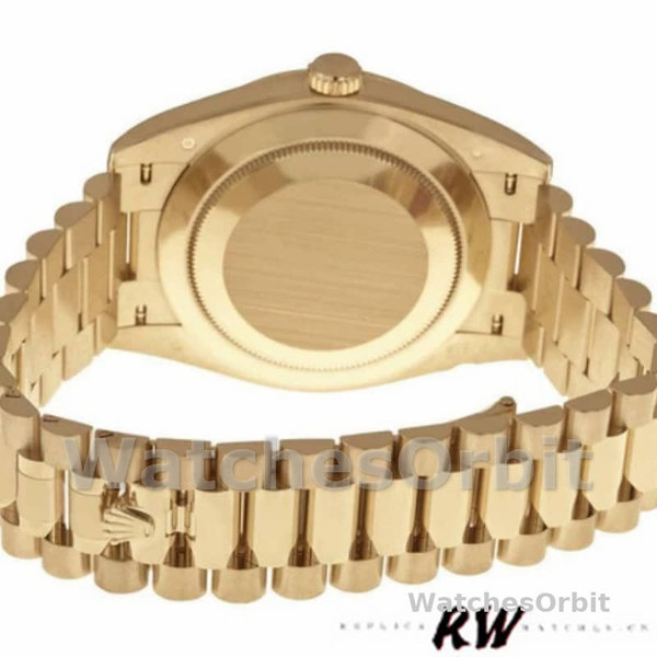 Replica Heren Rolex Day-Date-228348RBR, 40mm, Zilveren Diagonaal Motief Wijzerplaat, Diamanten Ring