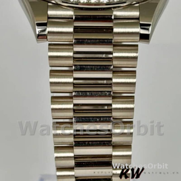 Replica Heren Rolex Day-Date-228349RBR, 40mm, zwarte wijzerplaat, diamanten lunette