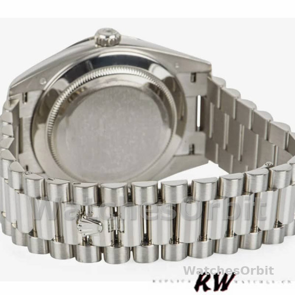 Replica Heren Rolex Day-Date-228349RBR, 40mm, Donker Rhodium Wijzerplaat, Diamanten Ring