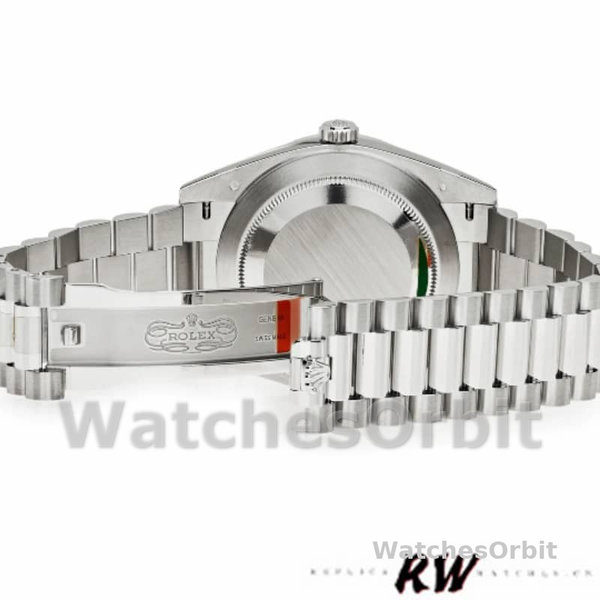 Replica Heren Rolex Day-Date-228396TBR, 40mm, Ijsblauwe Diagonaal Motief Wijzerplaat, Diamanten Bezel