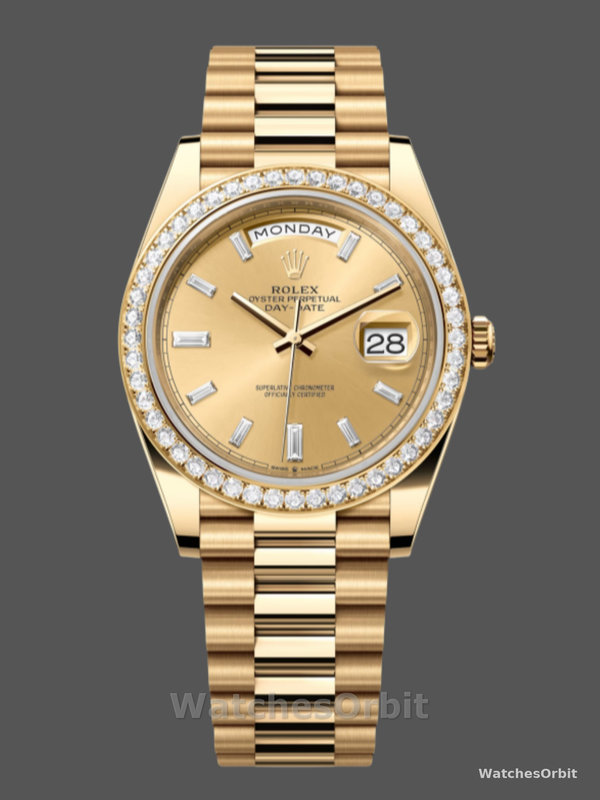 Rolex Day-Date 228398TBR Champagne Diamond Dial Diamond Bezel 40mm Mens Replica Watch