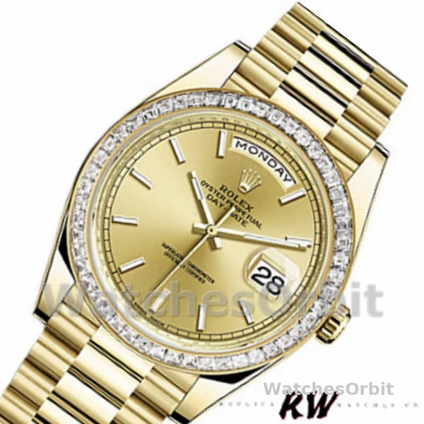 Replica Heren Rolex Day-Date-228398TBR, 40mm, Champagne Index Dial, Diamant Bezel