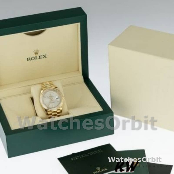 Replica Heren Rolex Day-Date-228398TBR, 40mm, Zilveren Diagonaal Motief Wijzerplaat, Diamanten Ring